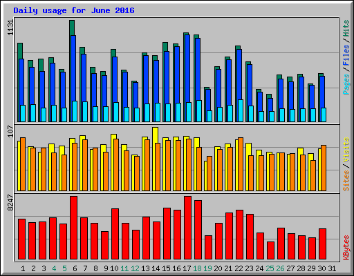 Daily usage for June 2016