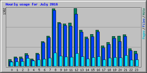 Hourly usage for July 2016