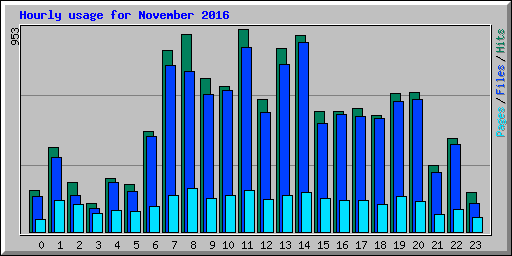 Hourly usage for November 2016